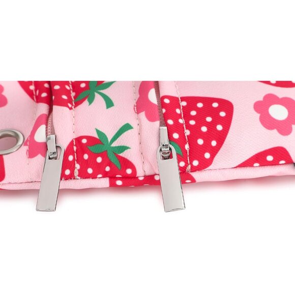 Women's Crossbody Purse Strawberry Print Zipper Pocket Adjustable Strap - Picture 6 of 9